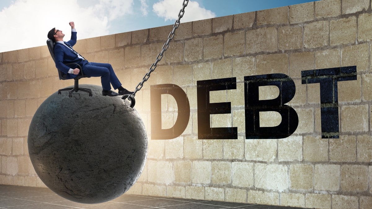 Debt and loan concept with businessman 