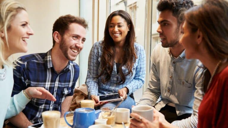 young adults talking to one another