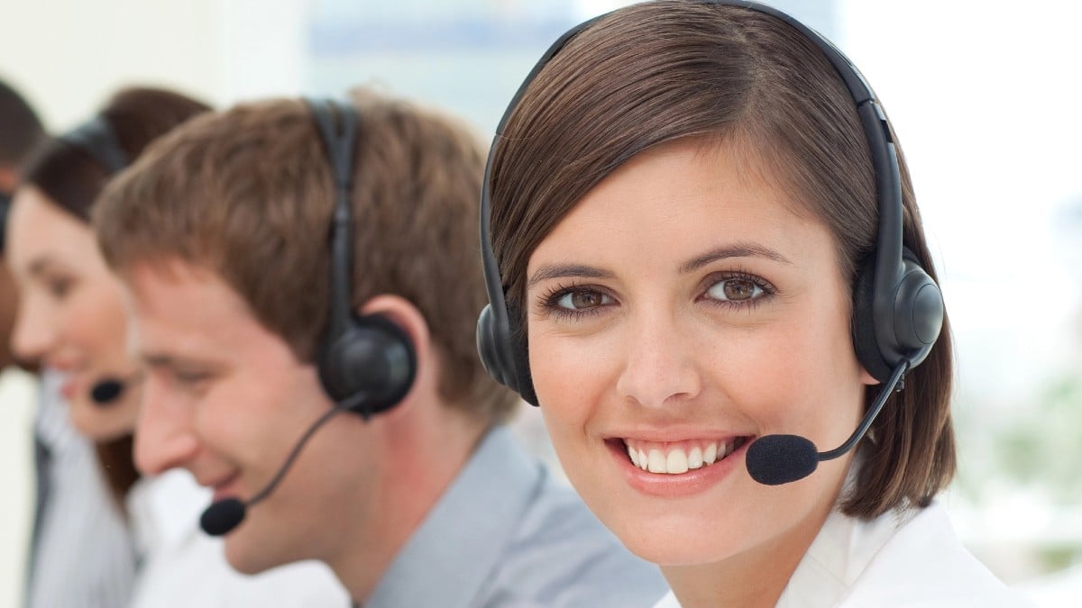 Female customer service agent in a call center