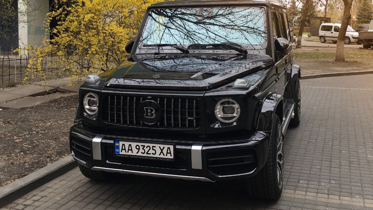 Kyiv, Ukraine - April 2019. Mercedes-AMG G63 in a black color.