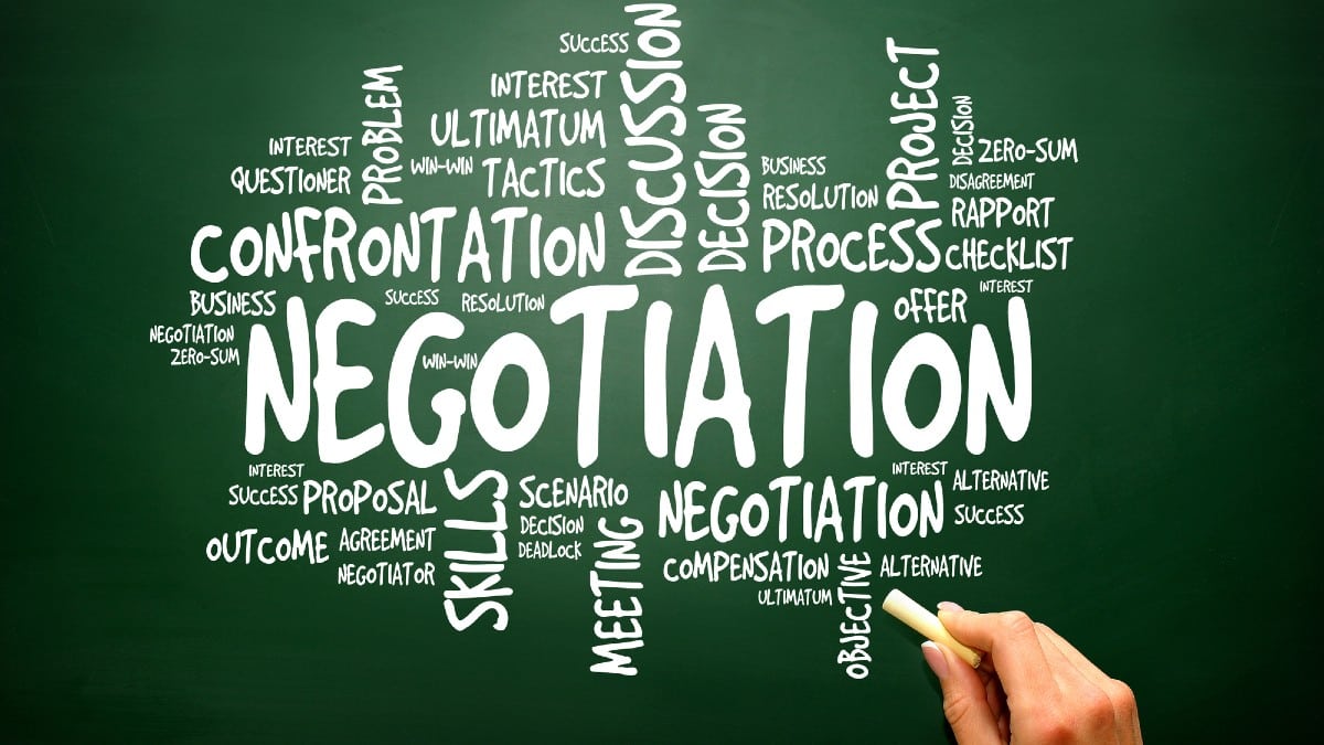 Negotiation business concept words cloud, presentation background