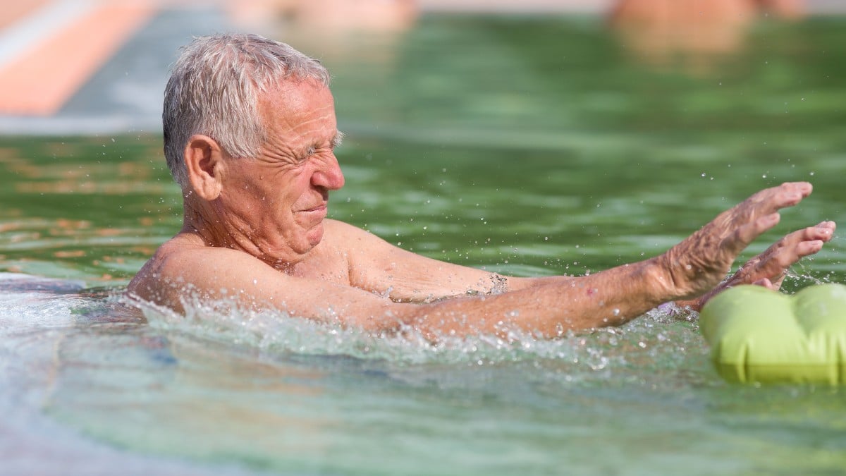 Old man in the pool