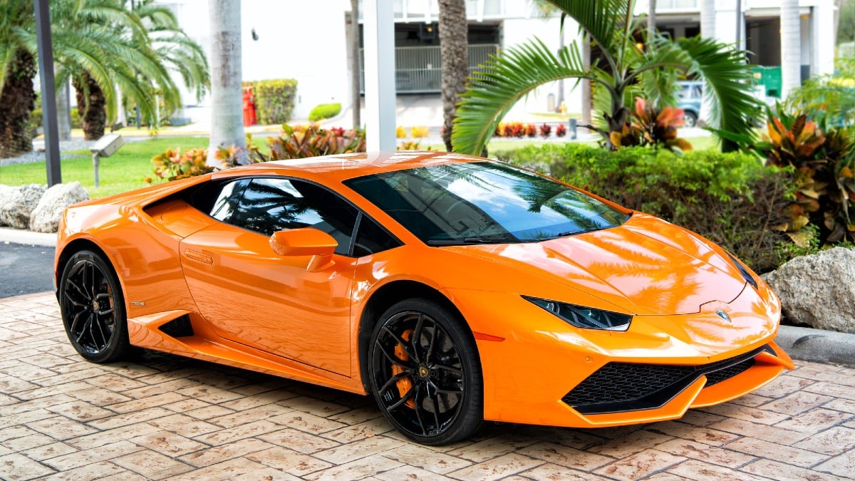 Orange sport car Lamborghini Aventador
