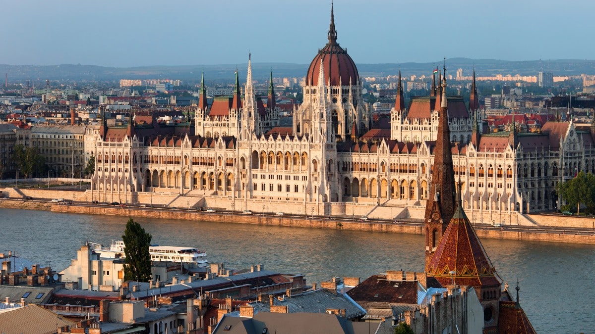 Parliament Building in Budapest at Sunset