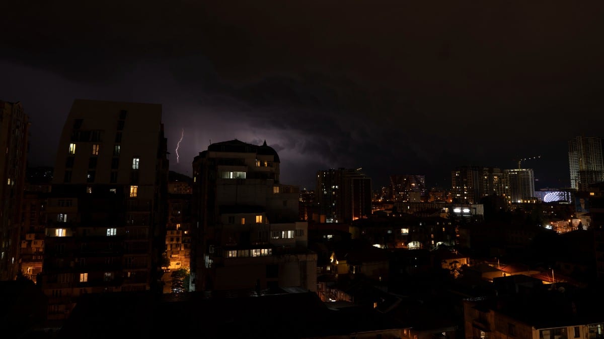 Severe thunderstorm over the city