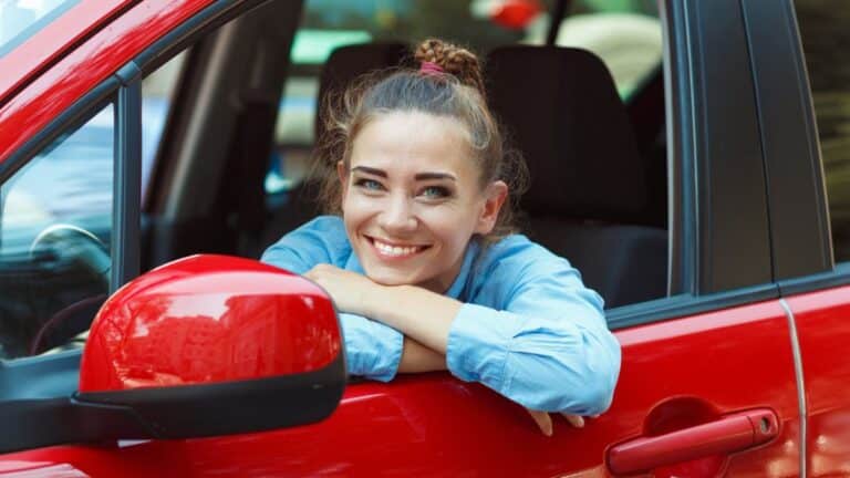woman sitting in a car