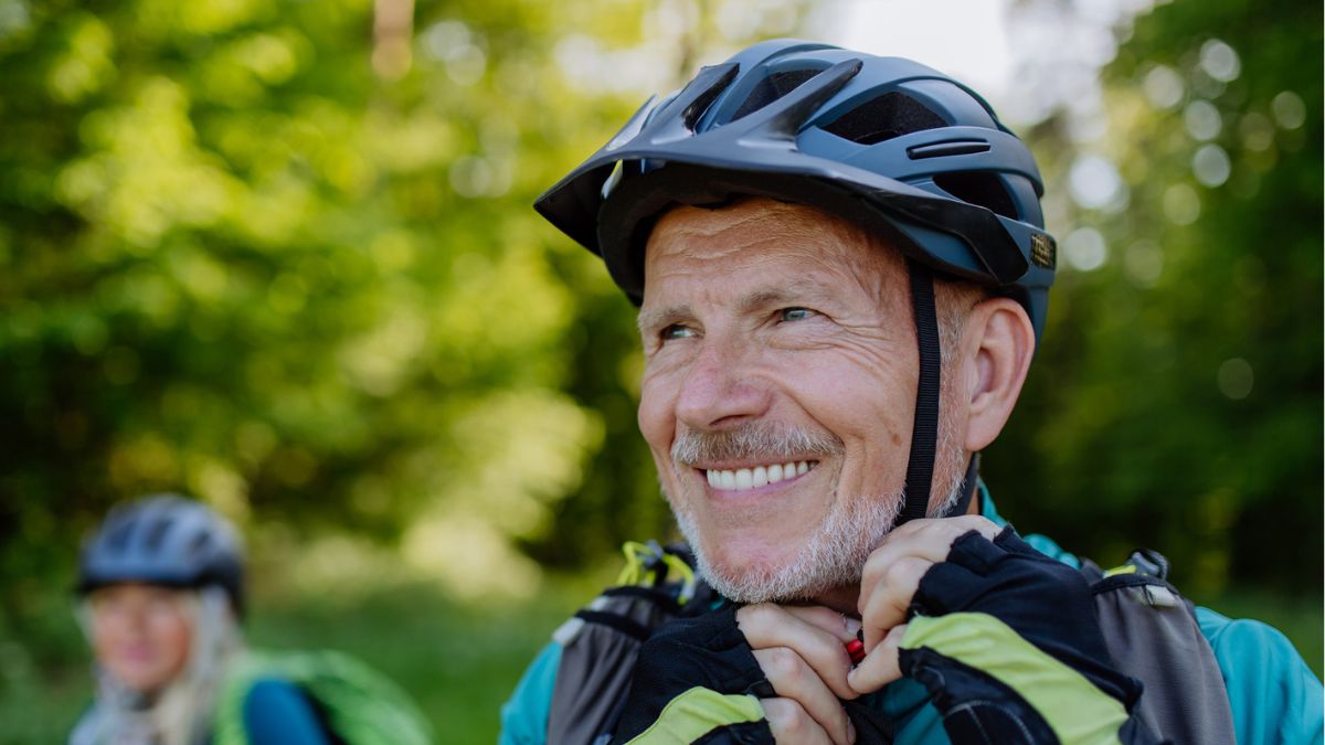 biker with helmet