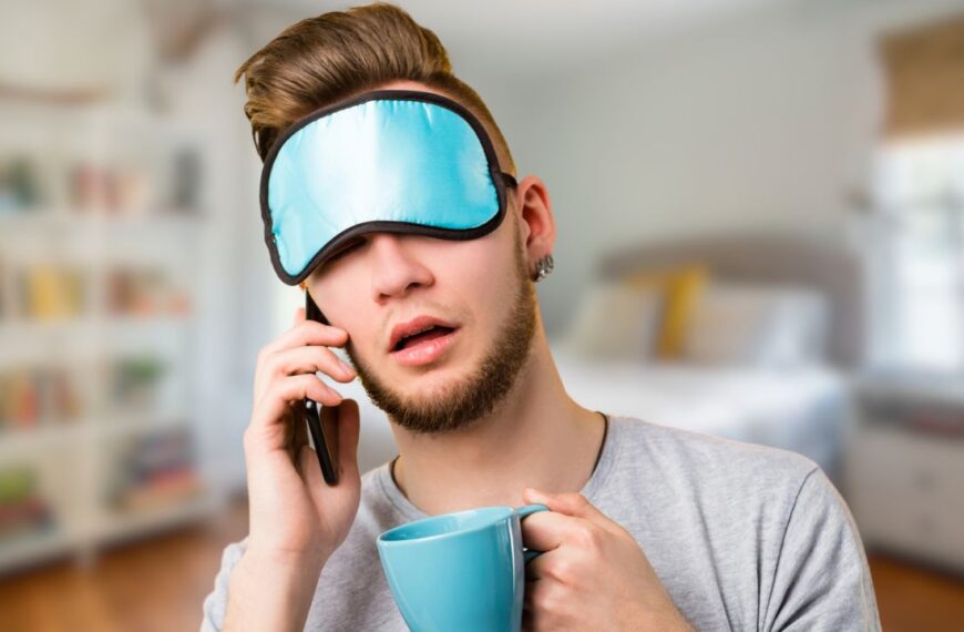 man with a sleeping mask