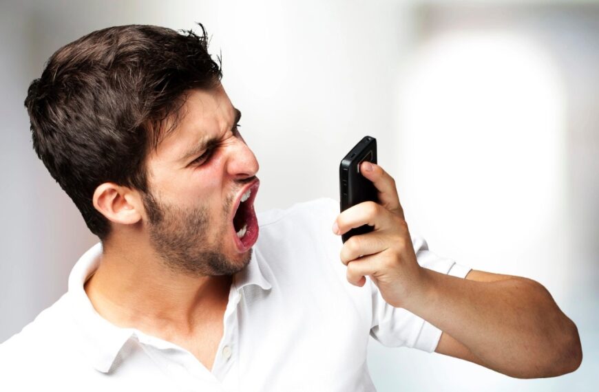 angry man shouting on his phone